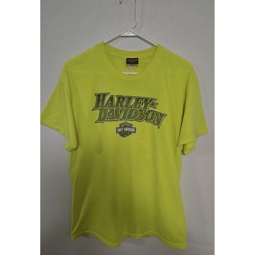 🔥Harley Davidson Of The Woodlands Texas Neon Yellow‎ T-Shirt Large
